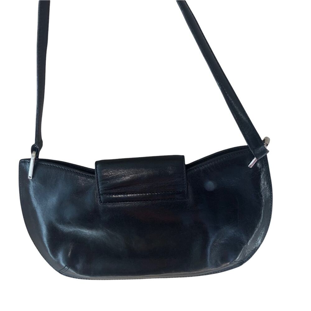 Monsac black leather small cocktail purse handbag baguette - Picture 4 of 5